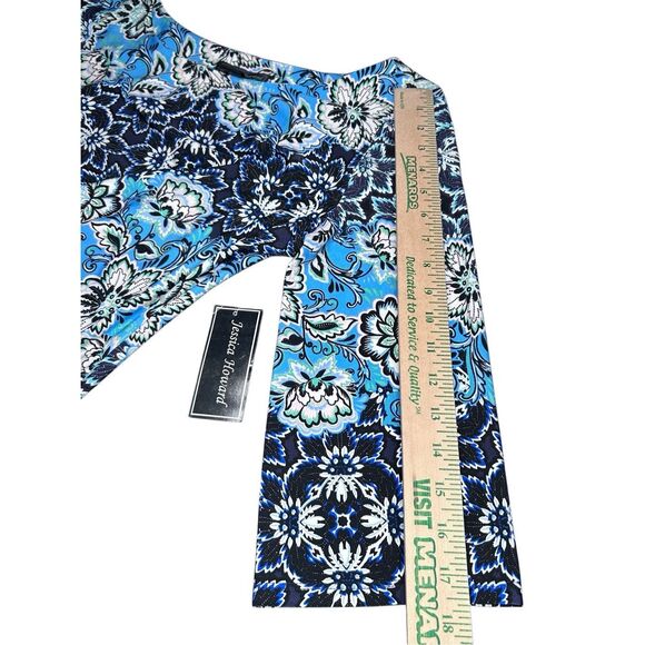Jessica Howard Blue White Floral Border Print Sheath Dress Women’s Size 10 - Picture 6 of 10